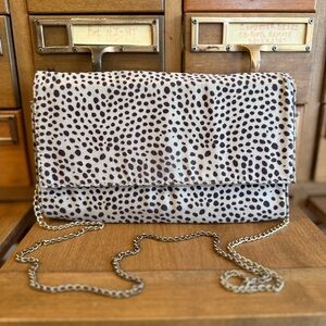 Lulus Clutch Envelope Purse with Gold Chain Leopard Faux Fur